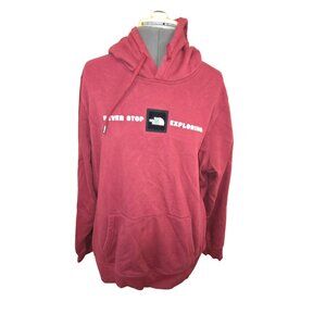 The North Face Womens Red Hoodie XL Cotton‎ Blend "Never Stop Exploring"